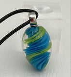 Mab Blue And Lime Ribbons Marble Beads