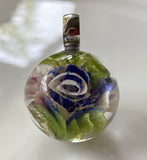 Blue Pink Rose Marble Beads