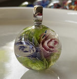 Blue Pink Rose Marble Beads