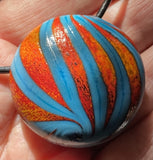 Leb Hollow Orange Blue Lentil Beads