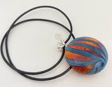 Leb Hollow Orange Blue Lentil Beads