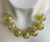 Pale Aqua Gold Hollow Necklace Beads