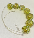 Pale Aqua Gold Hollow Necklace Beads