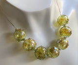 Pale Aqua Gold Hollow Necklace Beads