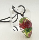 Mab Redpink Flower Implosion Marble Beads