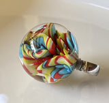 Red Turquoise Swirl Wig Wag Marble Beads