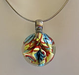 Red Turquoise Swirl Wig Wag Marble Beads