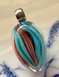Mab Turquoise And Orange Ribbons Marble Beads