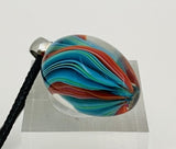 Mab Turquoise And Orange Ribbons Marble Beads