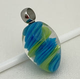 Mab Blue And Lime Ribbons Marble Beads