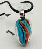 Mab Turquoise And Orange Ribbons Marble Beads