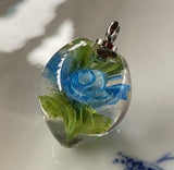 Turquoise Rose Implosion Pendant Marble Beads